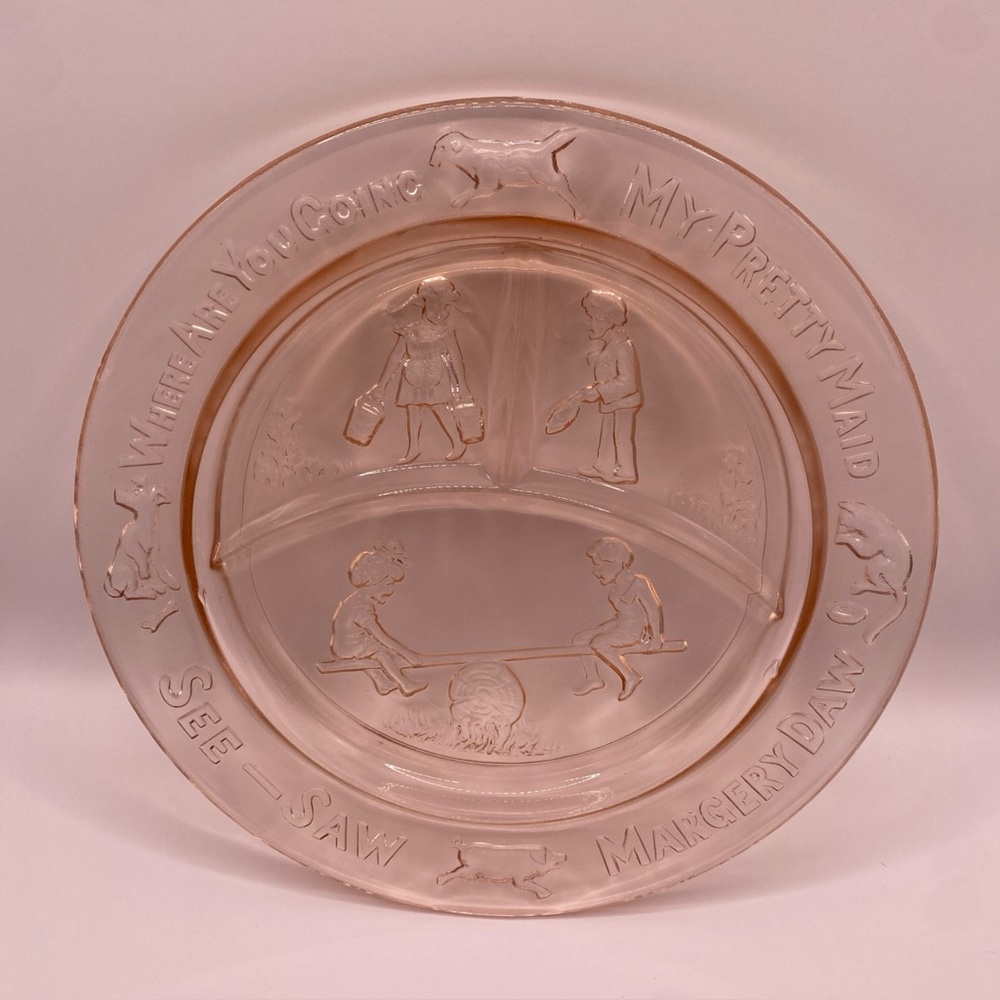 VTG See Saw Margery Daw Children’s Plate - Pink